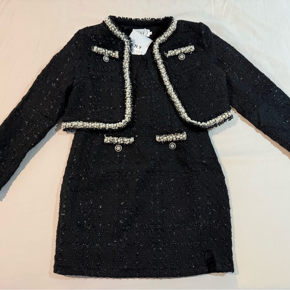 J. Crew Black Tweed Blazer with Pearl Accents - Picture 2 of 4